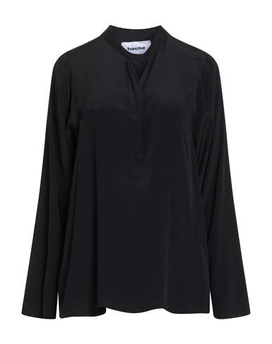 Hache Woman Top Black Size 10 Acetate, Silk