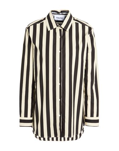 Hache Woman Shirt Black Size 8 Cotton In Black