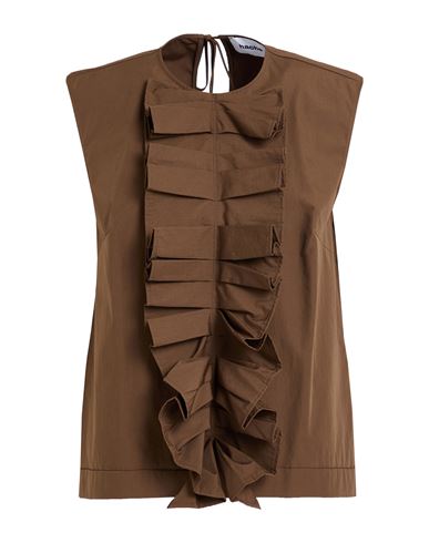 Hache Woman Top Chocolate Brown Size 8 Cotton In Brown