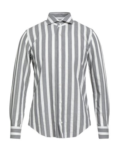 Sannino Napoli Man Shirt Grey Size 15 ½ Cotton, Virgin Wool, Linen In Gray