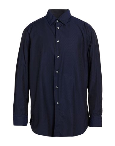 Brioni Man Shirt Navy Size Xxl Cotton In Blue