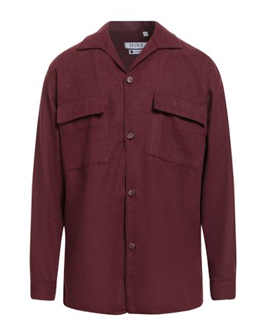 Over-d Over/d Man Shirt Burgundy Size L Polyester, Viscose, Wool In Burgundy