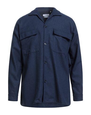 Over-d Over/d Man Shirt Navy Size Xl Polyester, Viscose, Wool In Blue