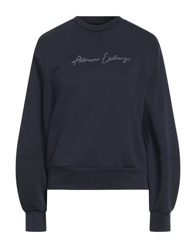 Armani Exchange Woman Sweatshirt Navy Size L Cotton, Polyester In Blue