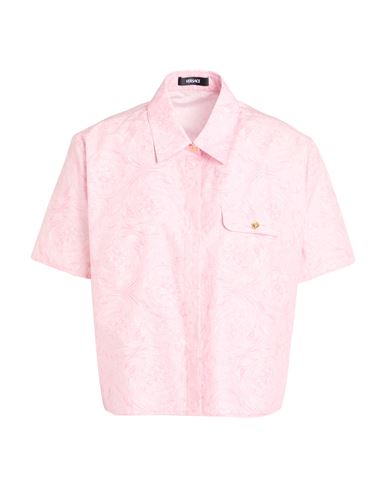 Versace Woman Shirt Light Pink Size 10 Cotton In Pink
