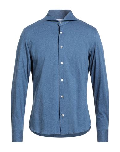 Giannetto Portofino Man Shirt Slate Blue Size 17 ½ Cotton In Blue