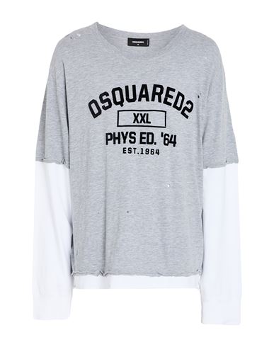 Dsquared2 Man T-shirt Grey Size L Cotton In Gray