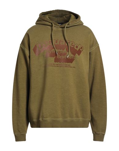 Dsquared2 Man Sweatshirt Military Green Size L Cotton In Green