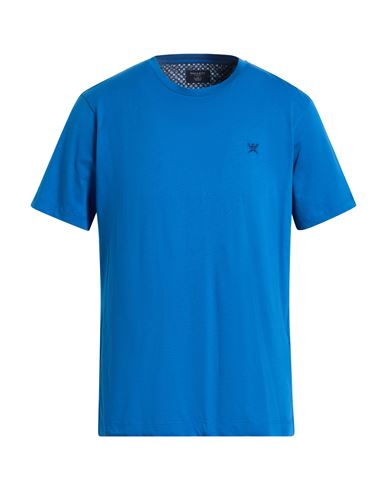 Hackett Man T-shirt Azure Size L Cotton In Blue