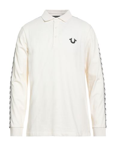 True Religion Man Polo Shirt Cream Size L Cotton In White