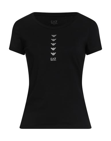 Ea7 Woman T-shirt Black Size Xl Cotton, Modal, Elastane In Black