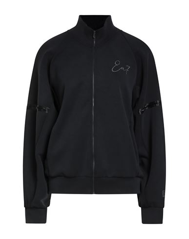 Ea7 Woman Sweatshirt Black Size Xl Polyester, Modal, Elastane In Black