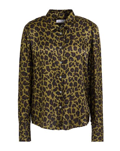 Robert Friedman Woman Shirt Military Green Size M Viscose, Silk In Animal Print