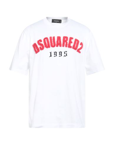 Dsquared2 Crew Neck D2 Sherpa T-shirt With Logo Patch In White