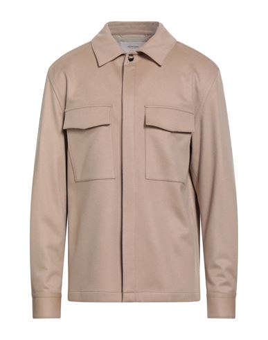 Agnona Man Shirt Sand Size Xl Cashmere, Polyester, Metal In Brown