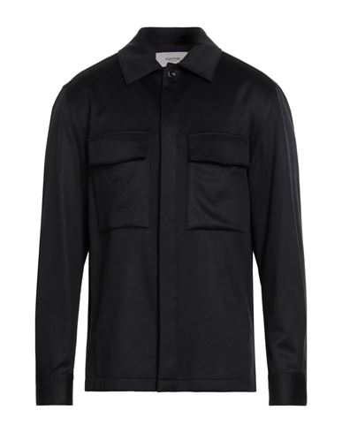 Agnona Man Shirt Midnight Blue Size L Cashmere, Polyester, Metal In Black