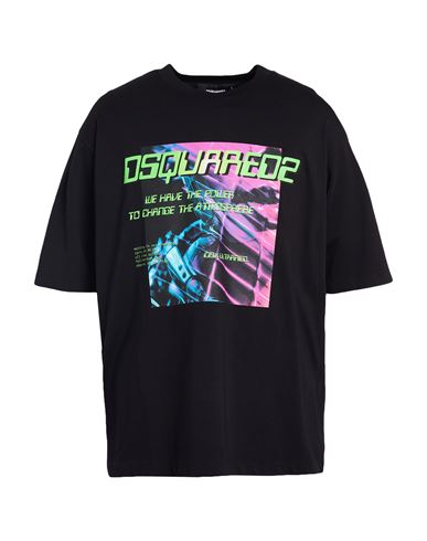 Dsquared2 Crew Neck Atmosphere T-shirt With Front Print In Black