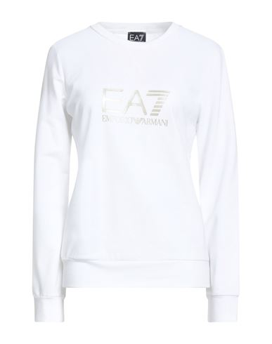 Ea7 Woman Sweatshirt White Size Xxl Cotton, Elastane In White