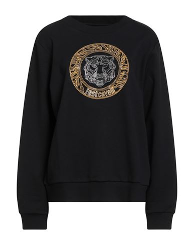Just Cavalli Tiger Head Cotton Sweatshirt In Black