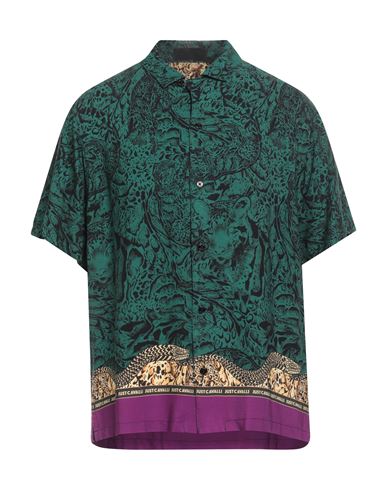 Just Cavalli Man Shirt Green Size 48 Viscose In Green