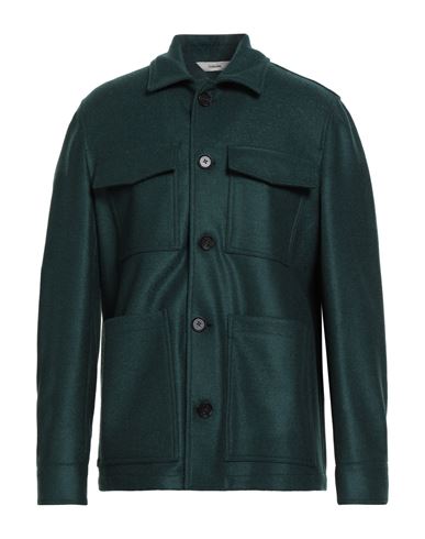 Paoloni Man Jacket Dark Green Size 40 Virgin Wool In Green
