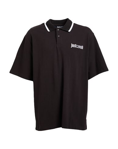 Just Cavalli Man Polo Shirt Black Size 3xl Cotton In Black