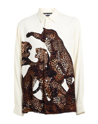 Just Cavalli Man Shirt Ivory Size 48 Viscose In White
