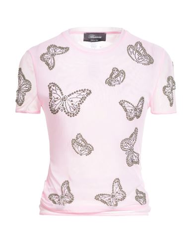 Blumarine Woman T-shirt Pink Size 6 Polyamide, Elastane, Aluminum, Glass In Multi