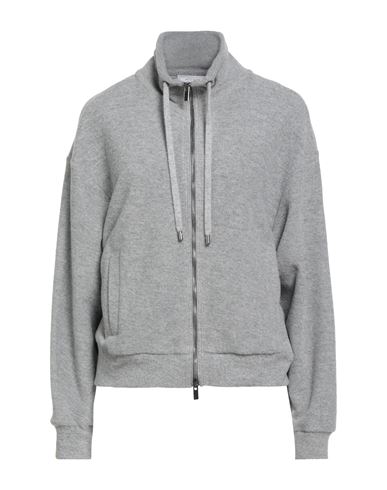 Peserico Woman Sweatshirt Grey Size 6 Cotton, Wool, Cashmere, Polyester, Merino Wool In Gray