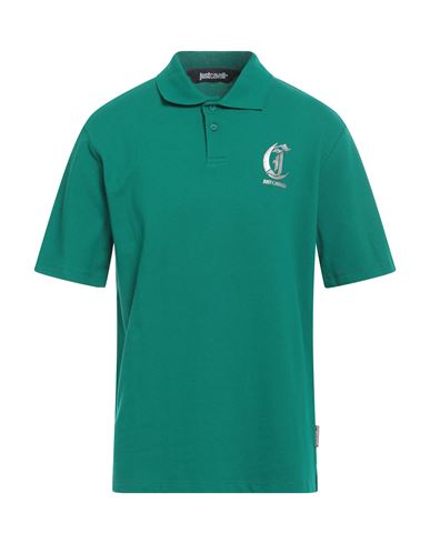 Just Cavalli Man Polo Shirt Emerald Green Size L Cotton In Green
