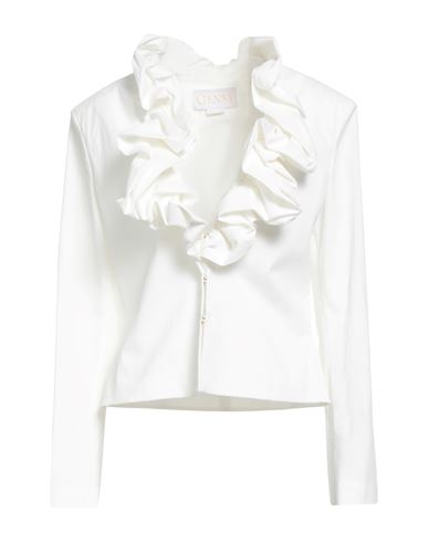 Genny Woman Shirt White Size 10 Cotton, Elastane In White