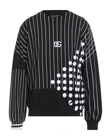 Dolce & Gabbana Man Sweatshirt Black Size 40 Cotton, Elastane In Black
