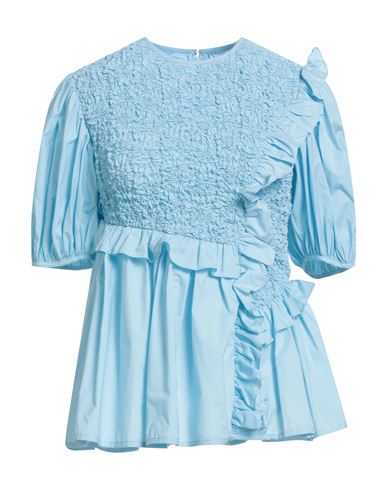 Cecilie Bahnsen Woman Top Sky Blue Size 6 Cotton, Elastane, Polyamide In Blue