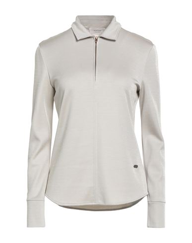 Agnona Woman Polo Shirt Beige Size S Silk, Metallic Fiber In Gray