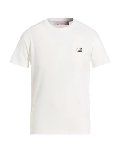Valentino Garavani Mens White Vlogo Brand-embroidered Cotton-jersey T-shirt