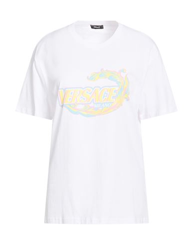 Versace Woman T-shirt White Size 10 Cotton In White