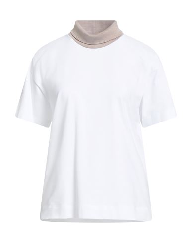 Peserico Easy Woman T-shirt White Size 6 Cotton, Elastane, Merino Wool