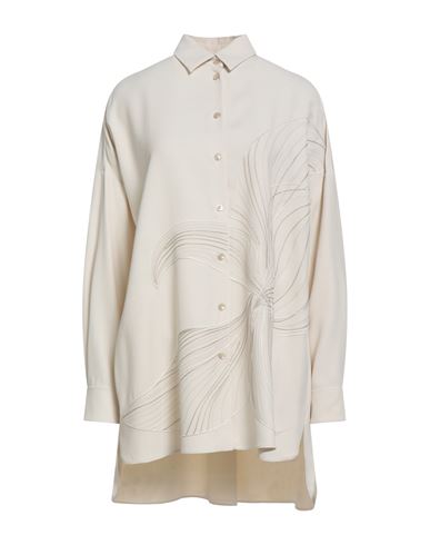 Agnona Woman Shirt Ivory Size 10 Viscose, Wool, Metal In White