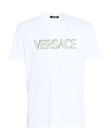 Versace Man T-shirt White Size L Cotton, Viscose, Polyester In White