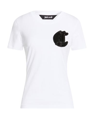 Just Cavalli Woman T-shirt White Size L Cotton, Elastane In White