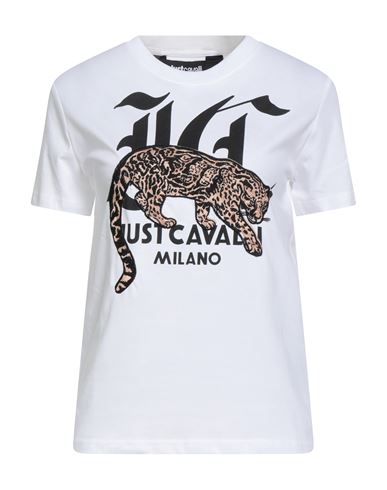 Just Cavalli Woman T-shirt White Size S Cotton In Burgundy