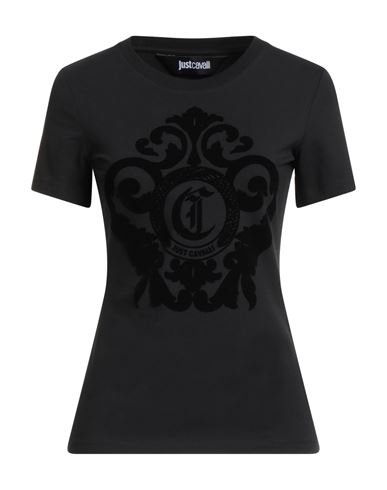 Just Cavalli Woman T-shirt Black Size S Cotton, Elastane In Black