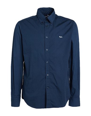 Harmont & Blaine Man Shirt Midnight Blue Size L Cotton In Blue