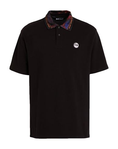 Just Cavalli Man Polo Shirt Black Size L Cotton In Brown