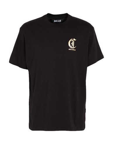Just Cavalli Man T-shirt Black Size Xl Cotton In Brown