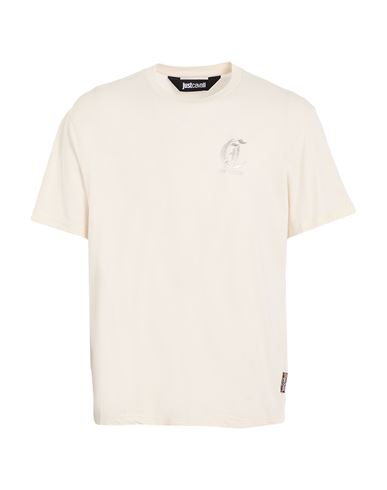 Just Cavalli Man T-shirt Ivory Size 3xl Cotton In White