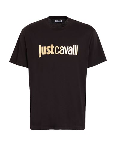 Just Cavalli Man T-shirt Black Size 3xl Cotton In Brown