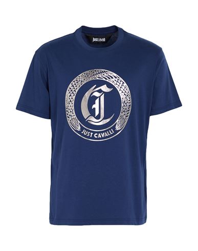 Just Cavalli Man T-shirt Navy Size Xxl Cotton In Blue