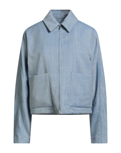 Ferragamo Woman Jacket Sky Blue Size 4 Virgin Wool, Silk, Linen, Polyamide In Blue