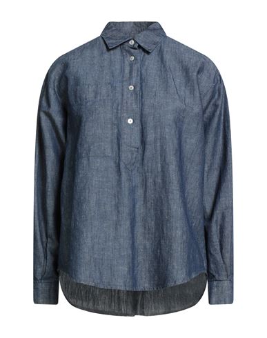 Barba Napoli Woman Top Slate Blue Size 10 Cotton, Linen In Blue